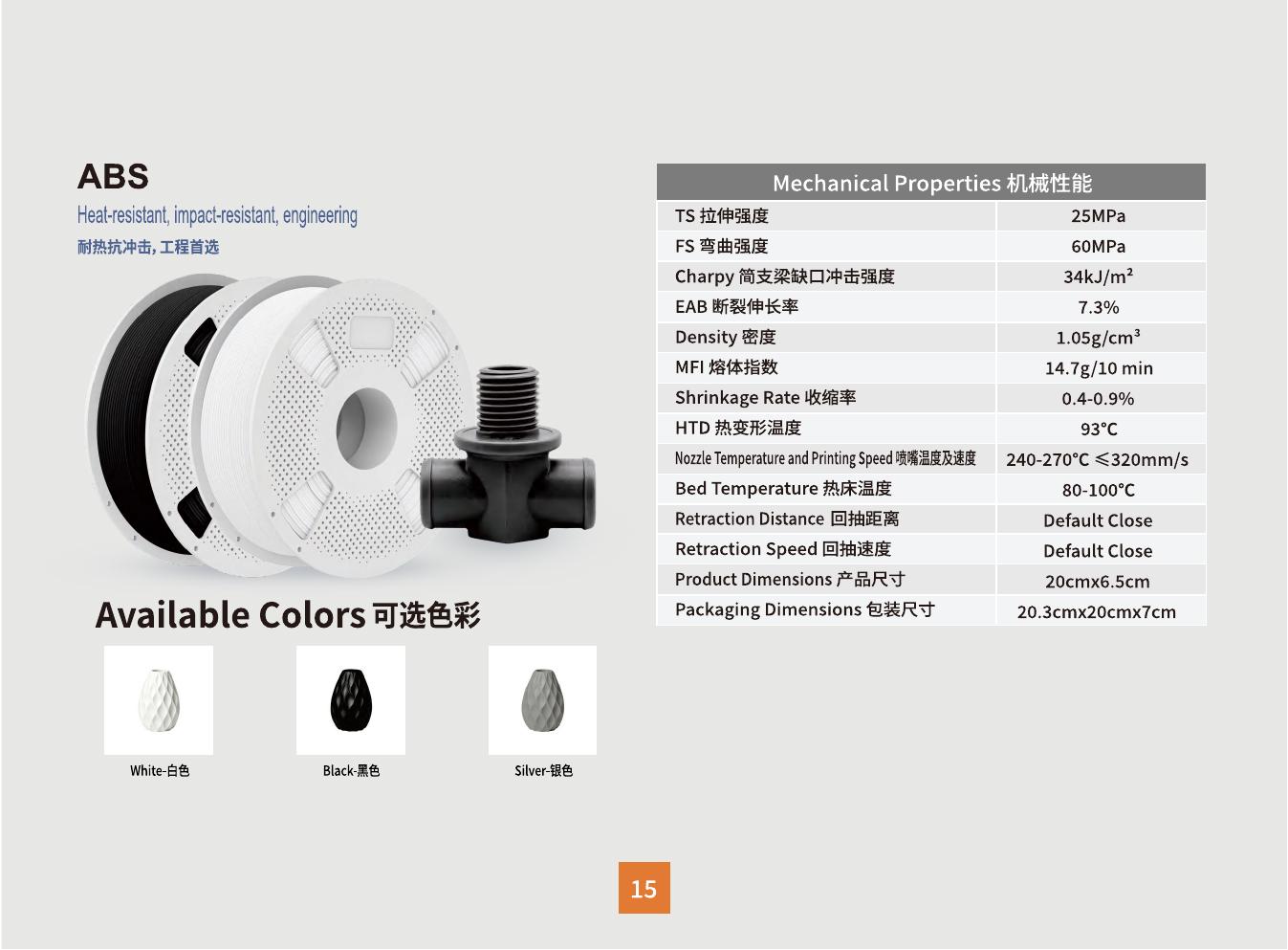 ABS filament spools and engineering part