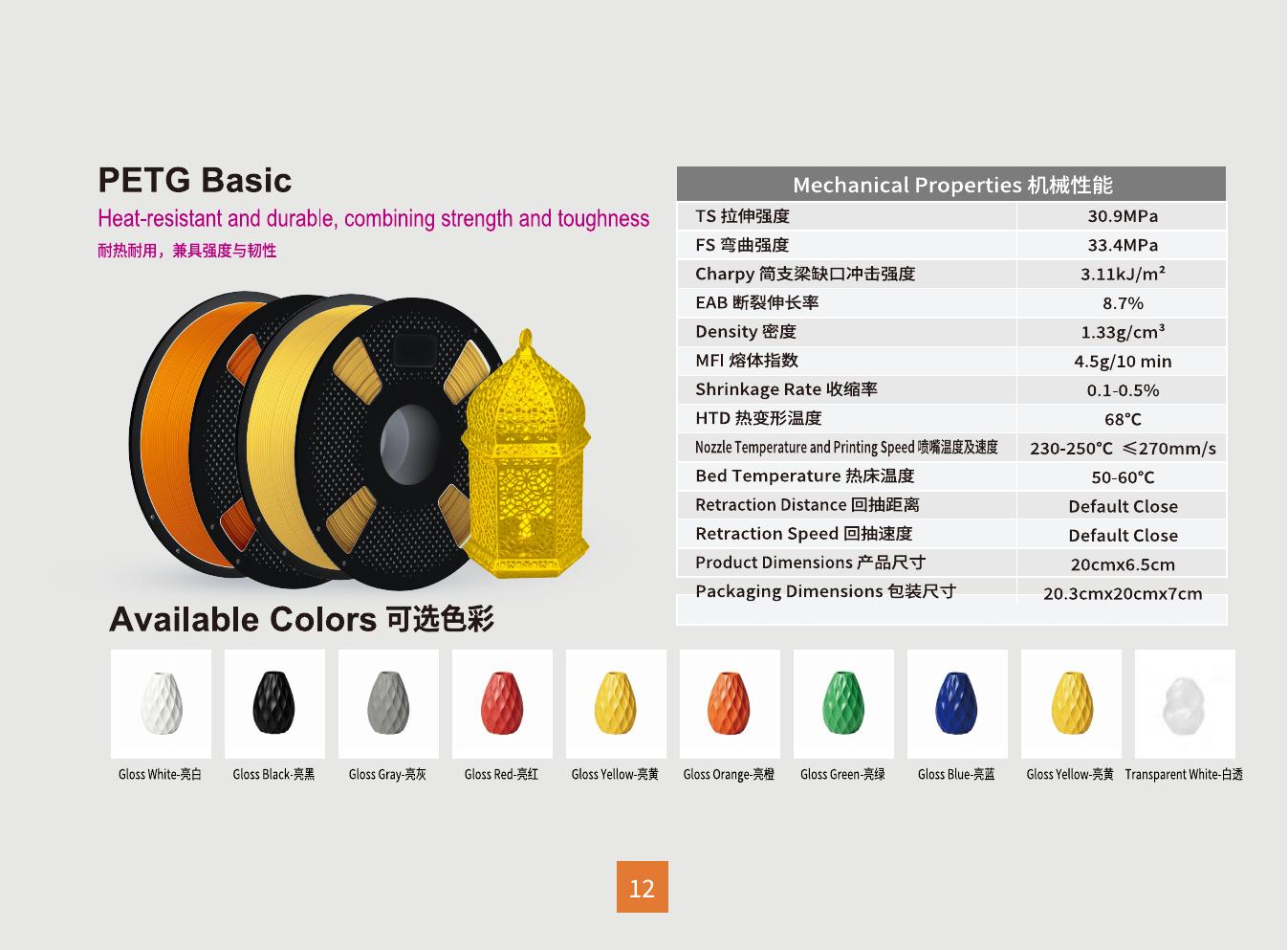 PETG Basic filament spools and detailed printed lantern